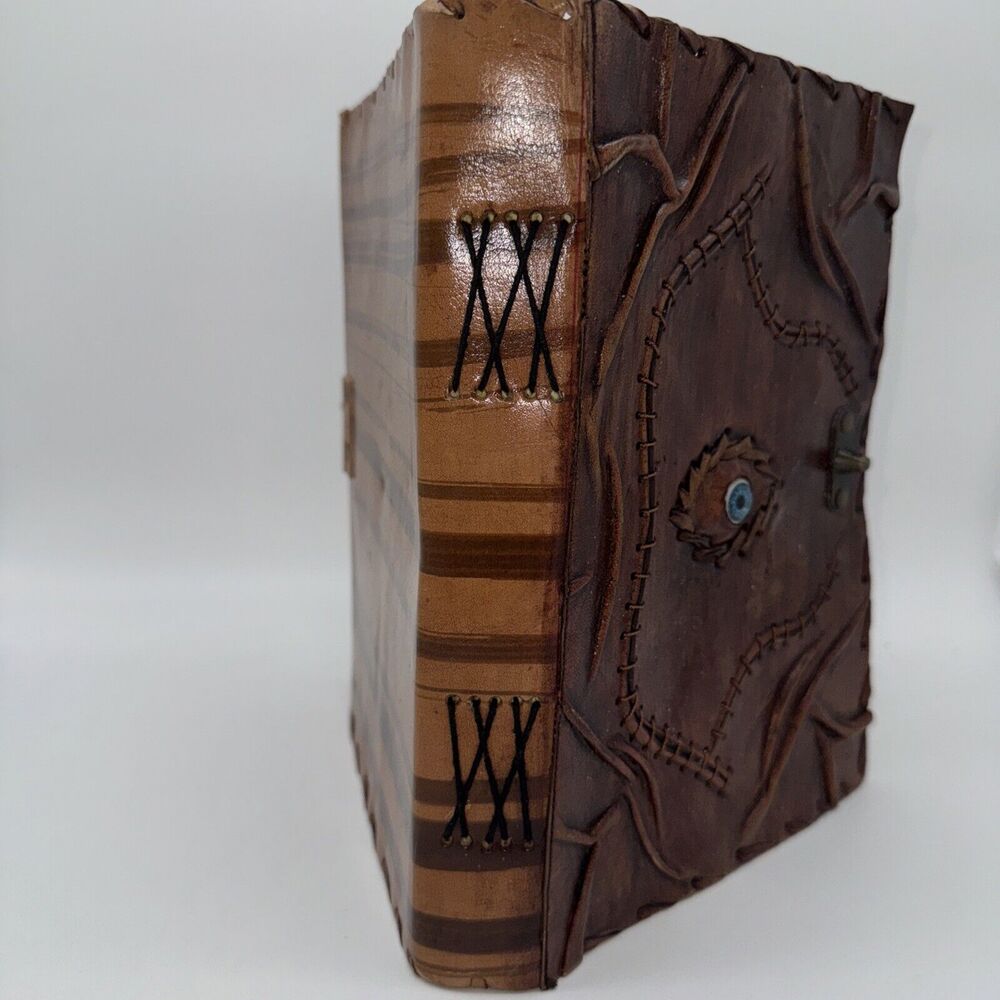 Handmade Paper Notebook Leather Evil Eye Journal Disney Hocus Pocus Gothic Goth - Picture 3 of 9